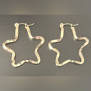 Gold Star Hoop Earrings